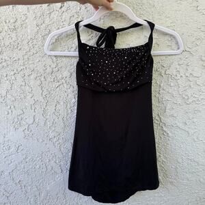 Y2k black rhinestone halter top